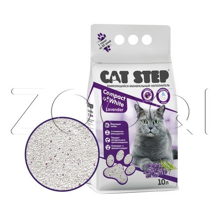 Cat Step Compact White Lavеnder Белый комкующийся минеральный наполнитель (лаванда)