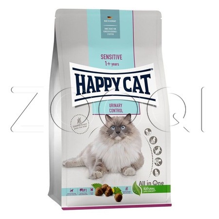 Happy Cat Sensitive 1+ Urinary Control для защиты мочевыводящих путей у кошек