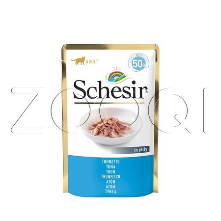 Schesir Cat Пауч с тунцом в желе для взрослых кошек, 50 г